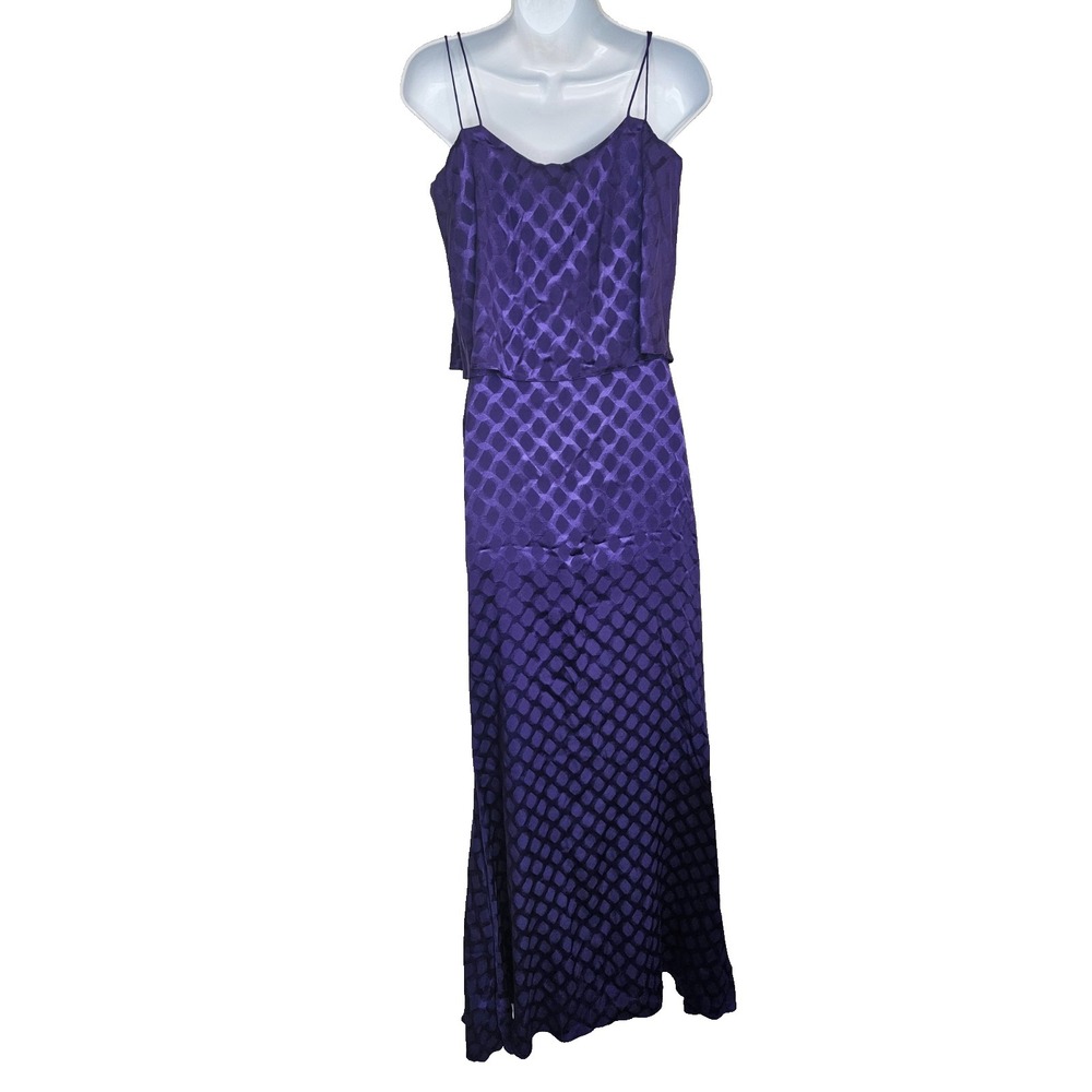 Halston Heritage Tiered Maxi Dress Purple Acai Berry NWT Size‎ 2 Modern Glam - Picture 2 of 8